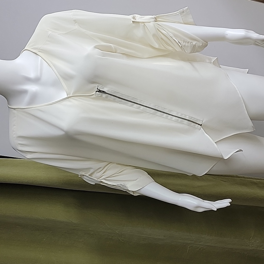 Peach Asymmetrical Hi Low Hem Zip Down Sheer Lo Top Size Large